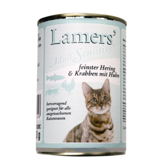 Lamers Adult Sensitive feinster Hering & Krabben mit Huhn Katzen-Nassfutter