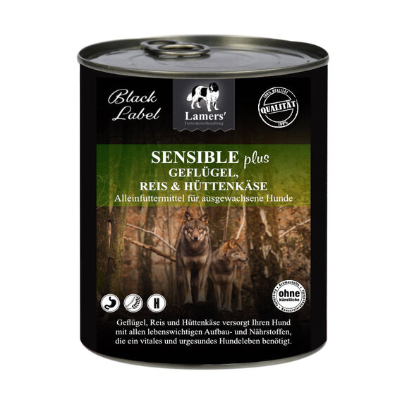 Lamers Black Label Sensible Geflügel plus, Hunde-Nassfutter mit Reis & Hüttenkäse
