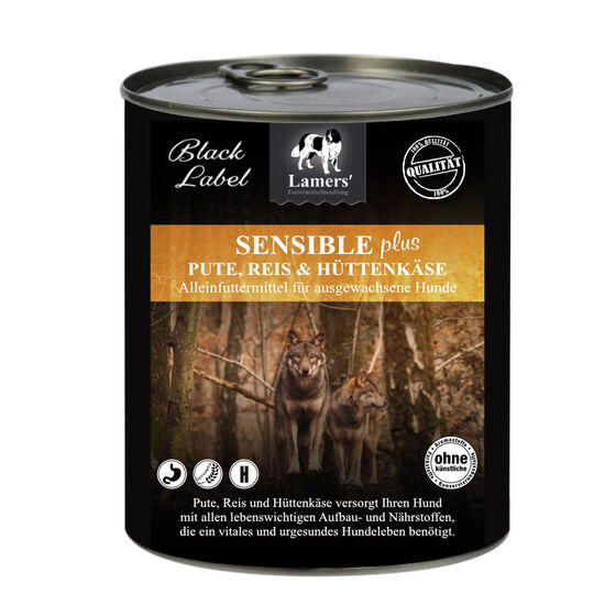 Lamers Black Label Sensible Pute plus, Hunde-Nassfutter mit Reis & Hüttenkäse