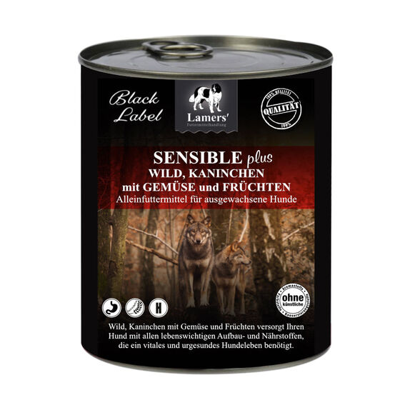 Lamers Black Label Sensible Wild, Kaninchen plus, getreidefreies Hunde-Nassfutter