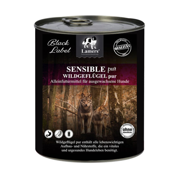 Lamers Black Label Sensible Wildgeflügel pur, getreidefreies Hunde-Nassfutter