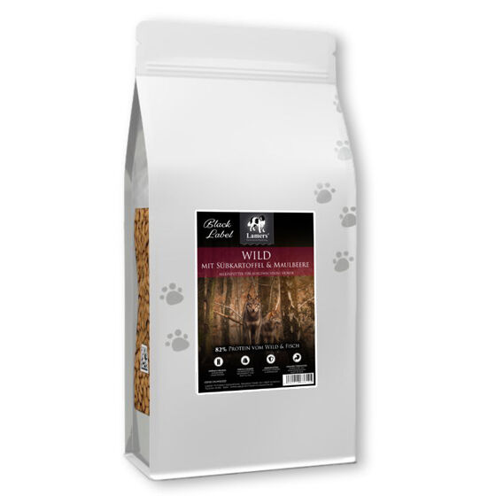 Lamers Black Label Wild, Süßkartoffel & Maulbeere, getreidefreies Trockenfutter für ausgewachsene Hunde