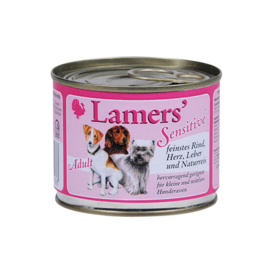 Lamers Sensitive Rind, Herz, Leber mit Naturreis Hunde-Nassfutter