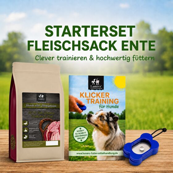 Lamers Starterset Klickertraining Lamers Fleischsack 80 % Ente: clever trainieren & hochwertig füttern