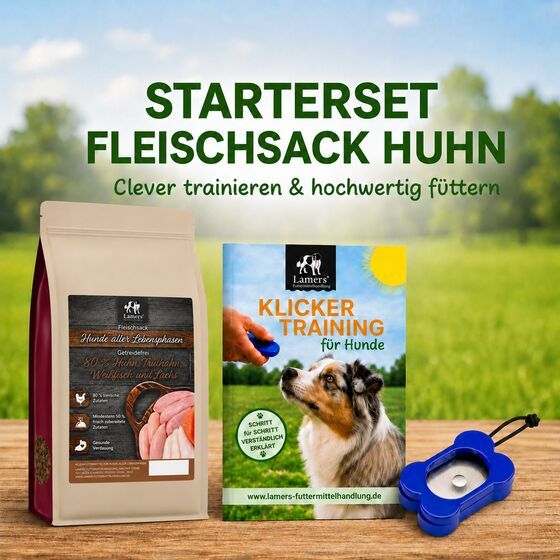 Lamers Starterset Klickertraining Lamers Fleischsack 80 % Huhn: clever trainieren & hochwertig füttern