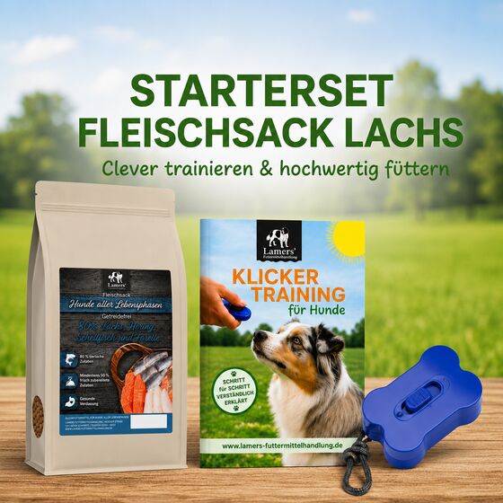 Lamers Starterset Klickertraining Lamers Fleischsack 80 % Lachs: clever trainieren & hochwertig füttern