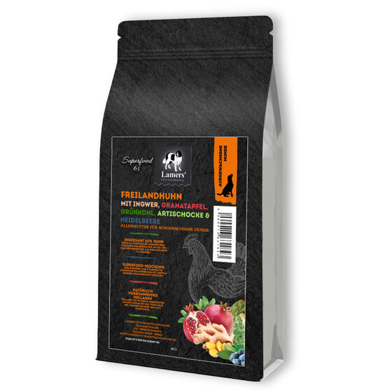 Lamers Superfood 65 Freilandhuhn Hunde-Trockenfutter Getreidefrei