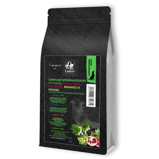 Lamers Superfood 65 Lamm aus Wiesenaufzucht Hunde-Trockenfutter Getreidefrei